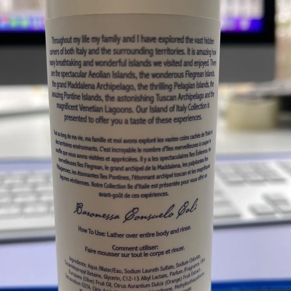 Baronessa Cali's Islands of Italy Bath Gel - CAPRI - 237 ml / 8 fl oz. - Picture 3 of 5